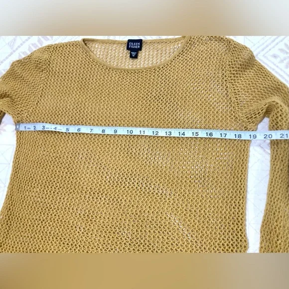 Eileen Fisher Gold Knit 100% Linen Layering Top Sweater S-M - Picture 7 of 10